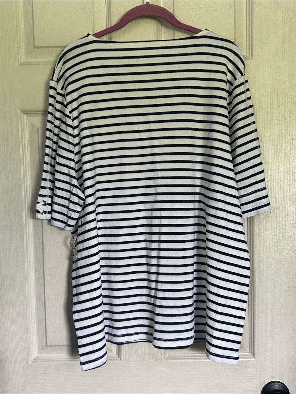 NWT Talbot’s woman black/white stripe v neck short sleeve tshirt size 3X - Picture 2 of 4
